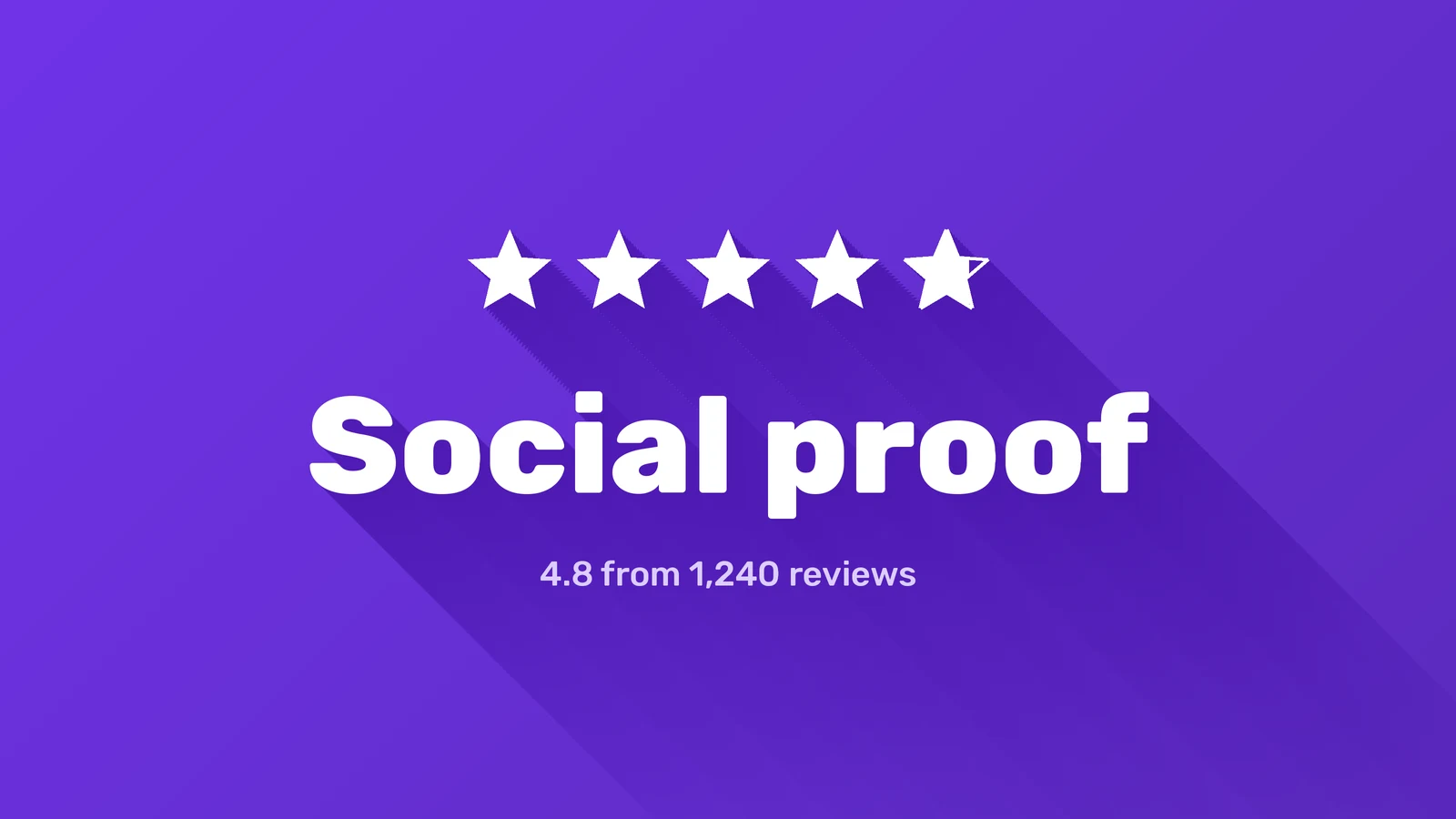 Social proof written in large type beneath a 4.8-star rating from 1,240 reviews